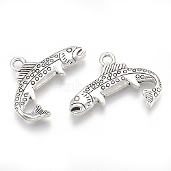 Tibetan Style Alloy Pendants, Cadmium Free & Lead Free,, Fish, Antique Silver, 19x24.5x2mm, Hole: 2mm, about 510pcs/1000g(TIBE-S314-34AS-LF)