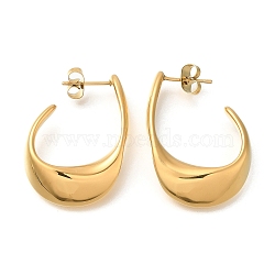 Ion Plating(IP) 304 Stainless Steel Oval Stud Earrings for Women, Golden, 32.5x5.5mm(EJEW-S227-60G)