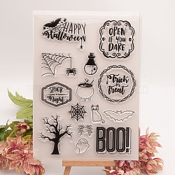 Halloween Transparent Silicone Stamp/Seal, For DIY Scrapbooking/Photo Album Decorative, Use with Acrylic Printing Template Tool, Stamp Sheets, Tools, Clear, 205x150mm(HAWE-PW0001-162)
