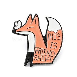 Fox with This Is A Friendship Enamel Pins, Black Alloy Badge for Backpack Clothes, Sandy Brown, 29.5x28mm(JEWB-F036-04)