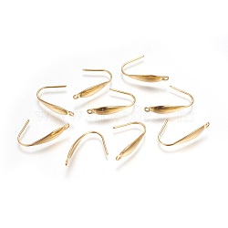 304 Stainless Steel Earring Hooks, with Vertical Loop, Real 24K Gold Plated, 21x4.5mm, Hole: 1.2mm, Pin: 0.8mm(X-STAS-P227-36G)