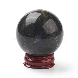 Natural Labradorite Ball Display Decorations, with Base, for Desk Decoration, 40mm(G-PW0004-47)