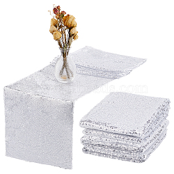 Polyester Sequin Table Runners, Wedding Party Table Decoration, Rectangle, Silver, 1830x290x0.8mm(AJEW-WH0248-487A)