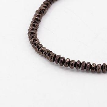 Non-magnetic Synthetic Hematite Beads Strands, Faceted, Rondelle, Copper Plated, 3.5x2mm, Hole: 1mm