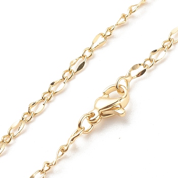 Brass Figaro Chains Necklace for Women, Cadmium Free & Lead Free, Real 18K Gold Plated, 17.52 inch(44.5cm)