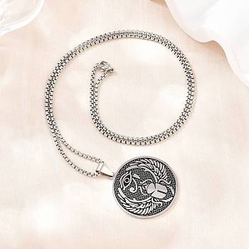 Religion 201 Stainless Steel Eye of Horus Egyptian Scarab Pendant Egyptian Scarab Box Chain Necklaces, Stainless Steel Color, 24.02 inch(61cm)