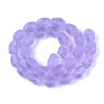 Frosted Handmade Lampwork Beads Strands, Nuggets, Medium Slate Blue, 13.5~14.5x9~11.5x9~11.5mm, Hole: 1.2~1.5mm, about 27~28pcs/strand, 14.17~14.96''(36~38cm)