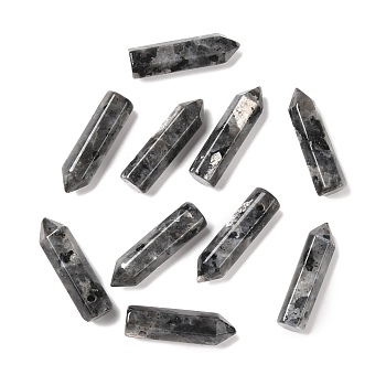 Natural Larvikite Pointed Pendants, Faceted, Bullet, 30~33x8~9mm, Hole: 1.4~1.6mm