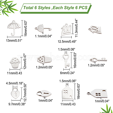 DICOSMETIC 36Pcs 6 Style Stainless Steel Charms(STAS-DC0008-62)-2