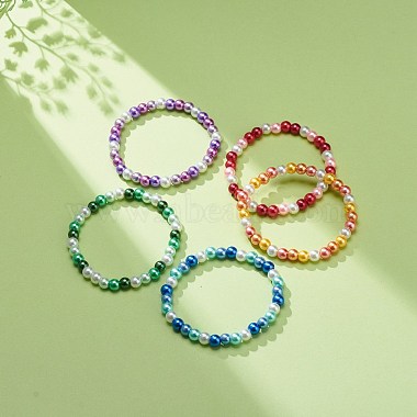 Glass Pearl Beaded Stretch Bracelet for Women(BJEW-JB08710)-2