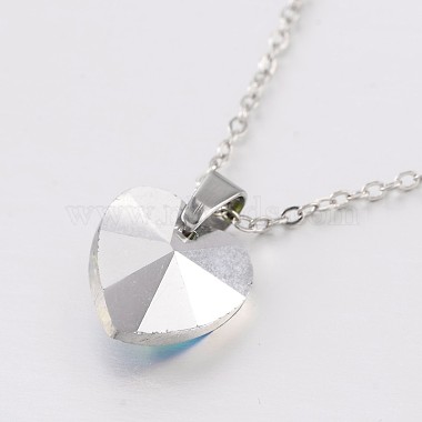 Heart Electroplated Glass Pendant Necklaces(NJEW-JN01390)-4