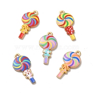 Alloy Enamel Pendants, Golden, Lollipops Charm, Mixed Color, 24x12x2mm, Hole: 1.5mm(ENAM-D043-13G)