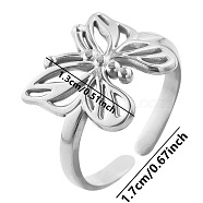 Stylish Butterfly Open Cuff Ring for Women, Sweet and Versatile Titanium Steel Ring, Stainless Steel Color(SJ3142-1)