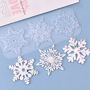 Christmas DIY Snowflake Silicone Pendant Molds, Resin Casting Molds, For UV Resin, Epoxy Resin Jewelry Making, White, 230x88x7.5mm(DIY-P006-31)