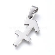 304 Stainless Steel Pendants, Constellation/Zodiac Sign, Stainless Steel Color, Sagittarius, 22.5x12x1.7mm, Hole: 3x6mm(X1-STAS-L210-06J-P-01)