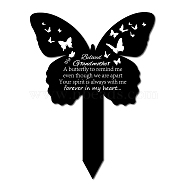 Acrylic Garden Stake, Ground Insert Decor, for Yard, Lawn, Garden Decoration, with Memorial Words Beloved Grandmother, Butterfly, 200x150mm(AJEW-WH0381-001)