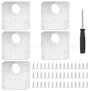 10 Sets 430 Stainless Steel Mounting Plate, Hinge Accessories, with Iron Screws, and 1Pc Steel Cross Screwdriver, Stainless Steel Color, 90x90x1mm(AJEW-UN0001-33)