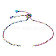 Stainless Steel Slider Bracelet/Bolo Bracelet Making, with Cable Chains and Slider Beads, Rainbow Color, 9 inch(23cm), 1.5mm(MAK-CJ0002-02)