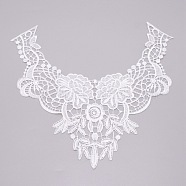 Milk Silk Embroidered Floral Lace Collar, Neckline Trim Clothes Sewing Applique Edge Flower, White, 312x340x1mm(DIY-WH0260-06A)