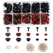 Resin Doll Nose with Washers, Craft Nose, for Crochet Toy and Stuffed Animals, Triangle, Black, 6~12x8~16.5x14~18mm, Pin: 3~5mm, 130pcs/box(DIY-WH0209-06A)