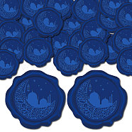 100Pcs Ramadan & Eid Mubarak Adhesive Wax Seal Stickers, Envelope Seal Decoration, For Craft Scrapbook DIY Gift, Midnight Blue, Moon, 30mm(DIY-CP0010-17B)