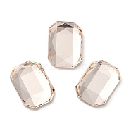 Glass Rhinestone Cabochons, Flat Back & Back Plated, Faceted, Rectangle, Light Peach, 14x10x4.50mm(RGLA-P037-14A-D261)