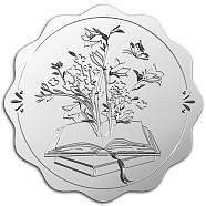 Custom Silver Foil Embossed Picture Sticker, Award Certificate Seals, Metallic Stamp Seal Stickers, Flower with Word Honor Roll, Book Pattern, 5cm, 4pcs/sheet(DIY-WH0336-016)