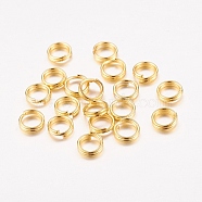 Iron Split Rings, Double Loops Jump Rings, Cadmium Free & Lead Free, Golden, 5x1.4mm, about 4.3mm inner diameter(X-JRDG5mm)
