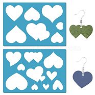 Acrylic Earring Handwork Template, Card Leather Cutting Stencils, Deep Sky Blue, Heart Pattern, 130x90x2mm, 2pcs/set(DIY-WH0359-002)