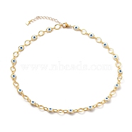 Brass Horse Eye Link Chain Necklaces, with Evil Eye Plastic Beads and 304 Stainless Steel Lobster Claw Clasps, Golden, 17.75 inch(40cm)(NJEW-JN03161-02)