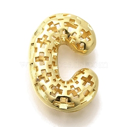 Brass Pendants, Hollow Letter Charms, Rack Plating, Long-Lasting Plated, Cadmium Free & Lead Free, Letter C, 21x14x6.5mm, Hole: 5x2.7mm(KK-F884-G02-C)