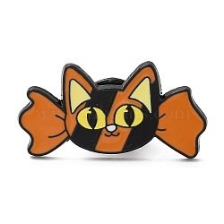 Halloween Theme Alloy Enamel Brooch, Pin for Backpack Clothes, Cat Shape, 16x30x1.5mm(JEWB-E022-02EB-01)