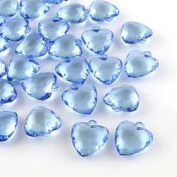 Transparent Acrylic Pendants, Faceted Heart, Royal Blue, 31x28x13mm, Hole: 3mm(X-TACR-R131-02)