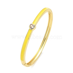 Brass Pave Clear Cubic Zirconia Heart Hinged Bangles for Women, Real 18K Gold Plated, 1/4 inch(0.5~0.65cm), Inner Diameter: 2x2-1/4 inch(5.5x5.7cm)(BJEW-M312-15G)