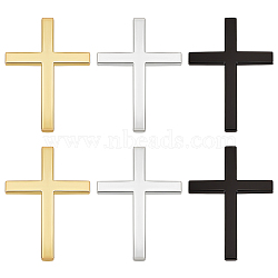 6Pcs 3 Colors Zinc Alloy Car Stickers, 3D Cross, Mixed Color, 62.5x45x1~4mm, 2pcs/color(DIY-GA0006-27)