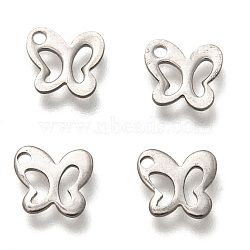 304 Stainless Steel Charms, Butterfly, Stainless Steel Color, 9.5x8.5x0.5mm, Hole: 1.2mm(STAS-H128-06P)