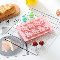 Food Grade Silicone Molds, Fondant Molds, For DIY Cake Decoration, Chocolate, Candy, UV Resin & Epoxy Resin Jewelry Making, Robot, Pink, 164x113x12mm, Robot: 40.5x25.5mm(X-DIY-I021-11)