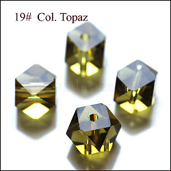 K9 Glass, Imitation Austrian Crystal Beads, Grade AAA, Faceted, Cornerless Cube Beads, Olive, 4x4x4mm, Hole: 0.7~0.9mm(SWAR-F084-4x4mm-19)