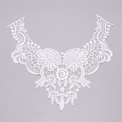 Milk Silk Embroidered Floral Lace Collar, Neckline Trim Clothes Sewing Applique Edge Flower, White, 312x340x1mm(DIY-WH0260-06A)