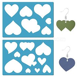 Acrylic Earring Handwork Template, Card Leather Cutting Stencils, Deep Sky Blue, Heart Pattern, 130x90x2mm, 2pcs/set(DIY-WH0359-002)