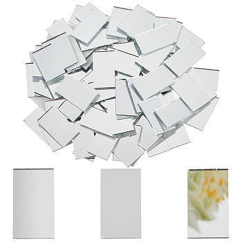 150Pcs Glass Mosaic Pieces, Mirror Effect Mosaic Tiles, for DIY Crafts Home Decoration Arts, Rectangle, 23x13x1mm