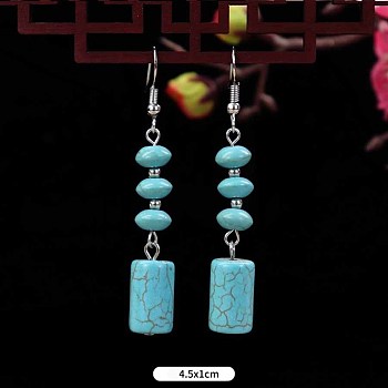Turquoise Dangle Earrings for Women, Column