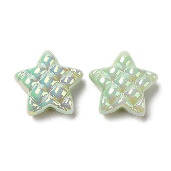 Opaque Acrylic Beads, AB Color Plated, Star, Light Green, 19.5x19.5x9mm, Hole: 3.5mm
