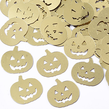 Halloween Ornament Accessories, PVC Plastic Paillette/Sequins Beads, Pumpkin Jack-O'-Lantern Jack-o-Lantern, Pale Goldenrod, 17x18x0.2mm, about 6000pcs/500g