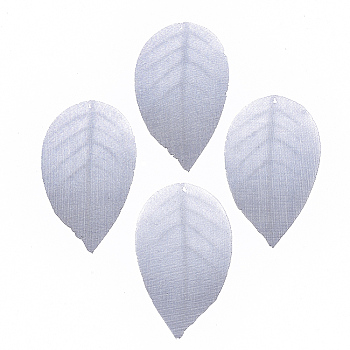 Polyester Organza Fabric Big Pendants, For DIY Jewelry Making Crafts, Leaf, Gray, 40x23mm, Hole: 0.5mm