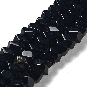 Natural Obsidian Beads Strands, Nuggets, Faceted, 6~8x10.5~14x8~9.5mm, Hole: 1.2mm, about 57~61pcs/strand, 15.16''~15.39''(38.5~39.1cm)