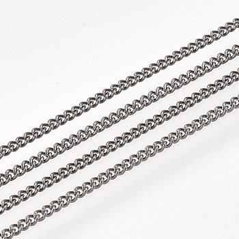 Iron Curb Chains, with Spool, Soldered, Gunmetal, 1.6x1.2x0.3mm, about 100yard/roll