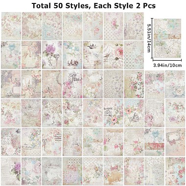 100 листов 50 выкройки блокноты для вырезок с цветочной тематикой(DIY-WH0430-008C)-2