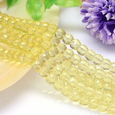 Light Yellow Flat Round Glass Beads
