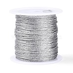 25M 12-Ply Round PET Metallic Thread, Silver, 0.8mm, about 27.34 Yards(25m)/Roll(MCOR-T003-04B)